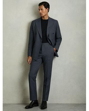 Reiss Slim-Fit Sharkskin Suit Pants Wool-Blend - Blue