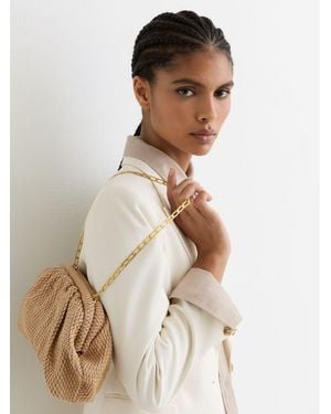 Reiss Georgia - Natural Raffia-effect Ruched Clutch Bag, One