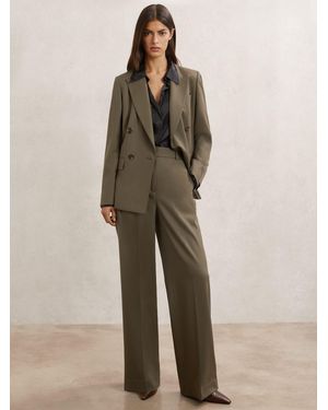Reiss Petite Wool-Blend Double-Breasted Suit Blazer - Natural