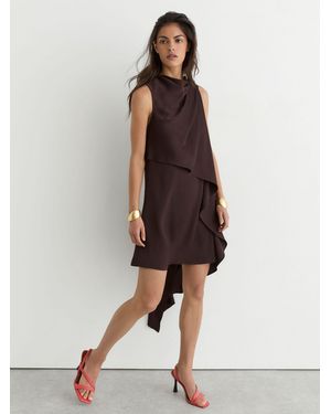 Reiss Drape-Detail Layered Mini Dress - Natural