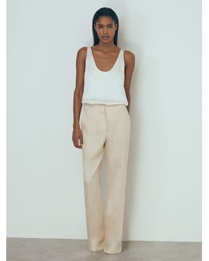 ATELIER Penelope - Blush Italian Textured Slim Flared Suit Pants, Us 6 - Pink