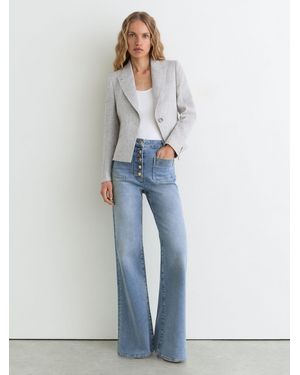 Reiss Twin-Pocket Button Flared Jeans - Blue