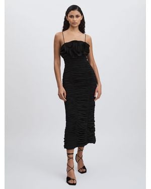 Acler Gathered Midi Dress - Black