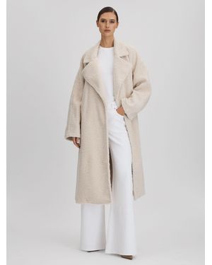 GOOD AMERICAN Bone Oversized Sherpa Trench Coat - Natural