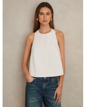 Reiss Cotton Belt-Halterneck Top - White