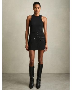 Reiss Zip-Through Mini Skirt - Black