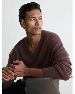 Reiss Wool-Cashmere V-Neck Sweater - Brown