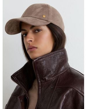 Reiss Nicky - Taupe Faux Suede Baseball-style Cap, One - Gray