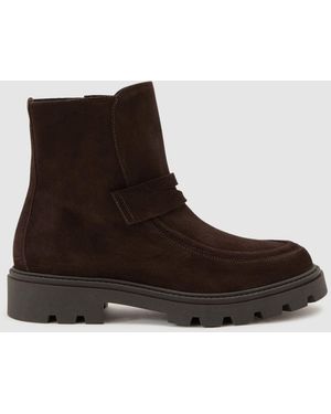 Reiss Talia - Chocolate Suede Loafer Ankle Boots, Us 10 (uk 8) - Brown