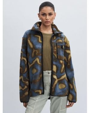 Rains Yermo Fleece Jacket Abstract Print - Multicolor