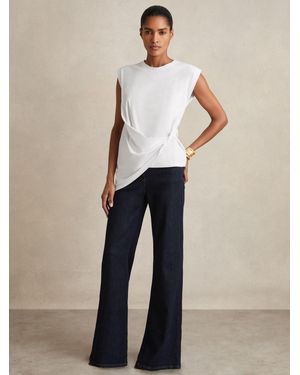 Reiss Cotton Drape T-Shirt - Natural