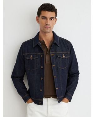 Reiss Acre - Dark Indigo Denim Trucker Jacket, Xs - Blue