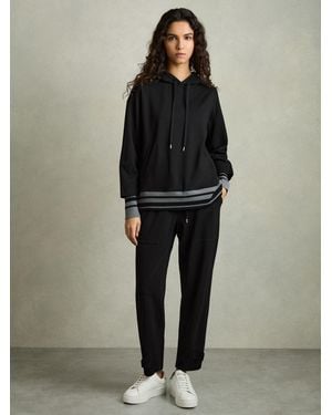 Reiss Charcoal Drawstring Jersey Hoodie - Black