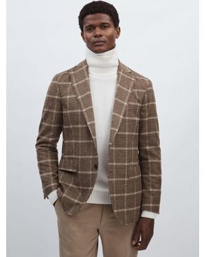 Oscar Jacobson Fogerty Blazer Wool Checked - Brown