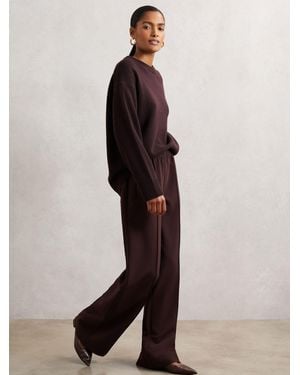 Reiss Robyn - Burgundy Wide-leg Elasticated-waist Pants, Us 0 Regular - Red