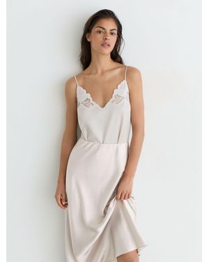 Reiss Silk Slip Midi Skirt - White