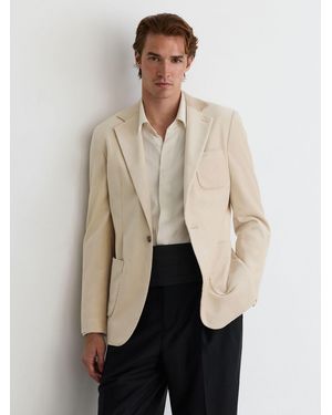 Reiss Velvet Single-Breasted Tailored-Fit Blazer - Natural