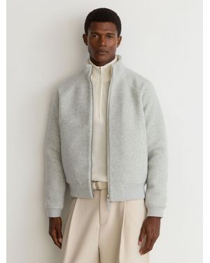Reiss Bouclé Zip-Through Jacket With Wool - Gray