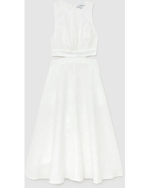 Reiss Petite Linen Palm Print Halterneck Midi Dress in Natural | Lyst