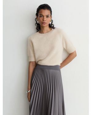 Reiss Cashmere Short-Sleeve Top - Natural