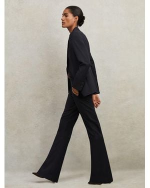 Reiss Haisley - Navy Wool-blend Tailored Flared Suit Pants, Us 12 - Blue