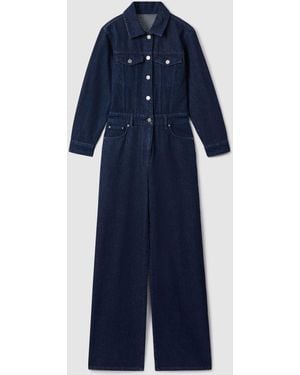 REISS☆Kaia Tailored Wide Leg Utility Jumpsuit Navy【UK発】 Reiss Kaia Utility Jumpsuit in Blue | Lyst
