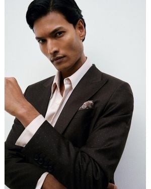 Reiss Single-Breasted Polka-Dot Blazer Classic-Fit Wool-Blend - Black