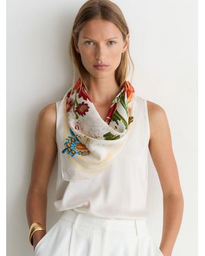 Reiss Florie - Multi | Nybg Silk Floral-print Square Scarf, One - White