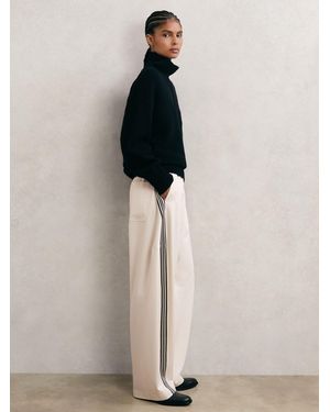 Reiss Barrel-Leg Side-Stripe Pants - Natural