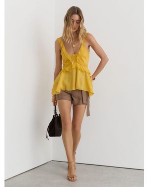Reiss Ruffle Babydoll Cami Top - Yellow