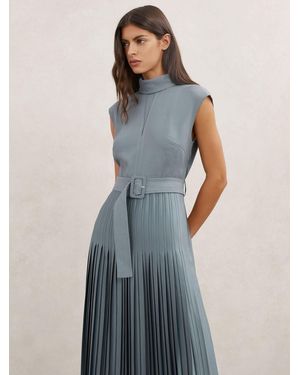 Reiss Vinnie Roll-Neck Ribbed Mini Dress in Natural | Lyst