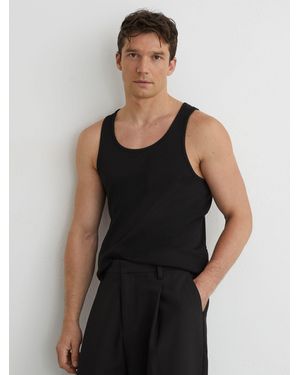 Reiss Jaden - Black Stretch-cotton Ribbed Vest, Xl