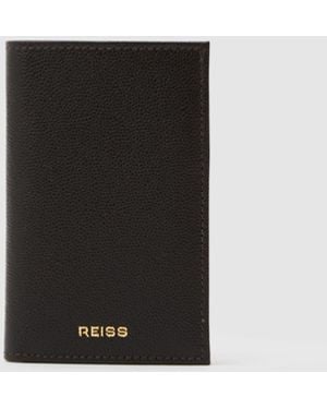 Reiss Hunter - Dark Brown Harvey Grained Leather Slim Billfold Cardholder, One - White