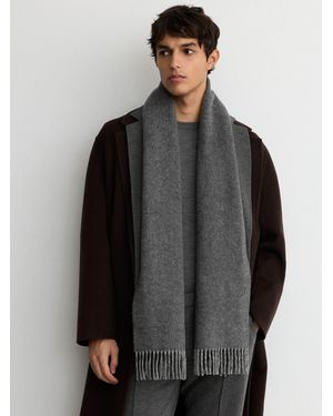 Reiss Dalmore - Charcoal Gray Wool-cashmere Herringbone Scarf, One