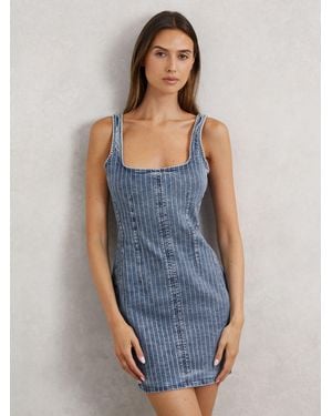 GOOD AMERICAN Good Denim Rhinestone Dress - Blue