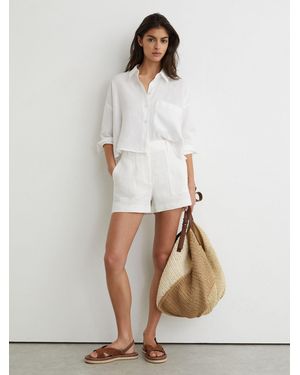 Reiss Linen Chambray Shorts - Natural