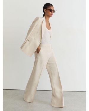 Reiss Petite Jacquard Wide-Leg Suit Pants - Natural