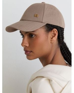 Reiss Leila - Taupe Woven Baseball Cap With Linen, One - Gray
