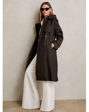 Reiss Azura - Chocolate Brown Hooded Insert Trench Coat, Us 8