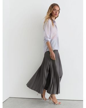 Reiss Pleated Midi Skirt - Gray