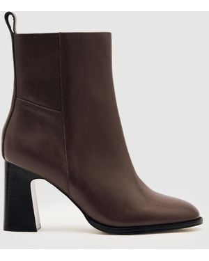 Reiss Leather Block-Heel Ankle Boots - Brown