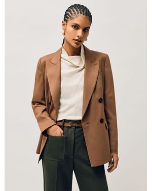 Reiss Leather Square Hinge Belt - Natural