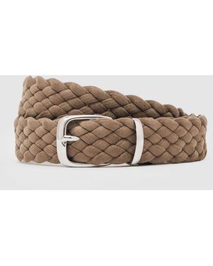 Reiss Jesse - Light Stone Suede Woven Belt, 32 - Multicolor