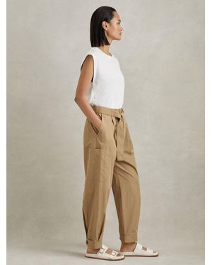 Reiss Cotton Tapered Parachute Pants - Natural