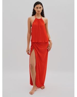 GOOD AMERICAN Red Plisse Beach Cover-up Sarong