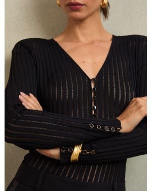 Reiss Atelier Ladder-Stitch Knit Bodysuit - Black