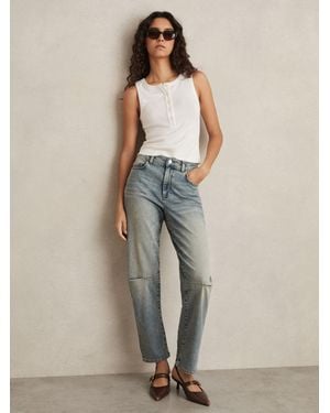 Reiss Mahni - Light Blue Barrel-leg Dart Jeans, 26" - Natural