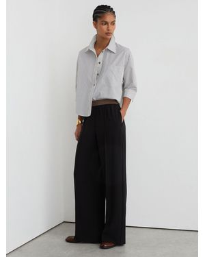 Reiss Wilde - Black Wide-leg Elasticated-waist Pants, Us 8 R - Natural