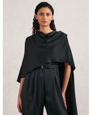 Halston Crepe Wide Leg Cape Jumpsuit - Black