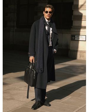 Reiss Wool-Blend Blindseam Belted Overcoat - Blue